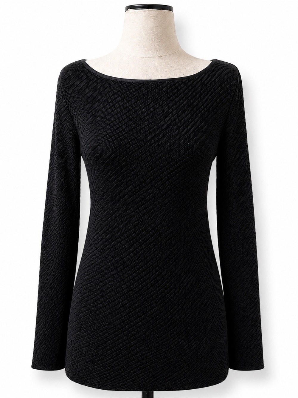 Black Label Ralph Lauren Black Tunic Sweater Boat Neck Linen Knit Blend Luxe S